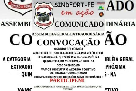 O SINDFORT-PE convoca a categoria para Assembleia